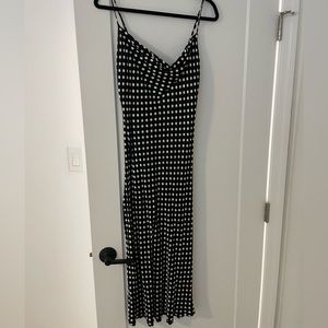 Black and white poka dot midi dress